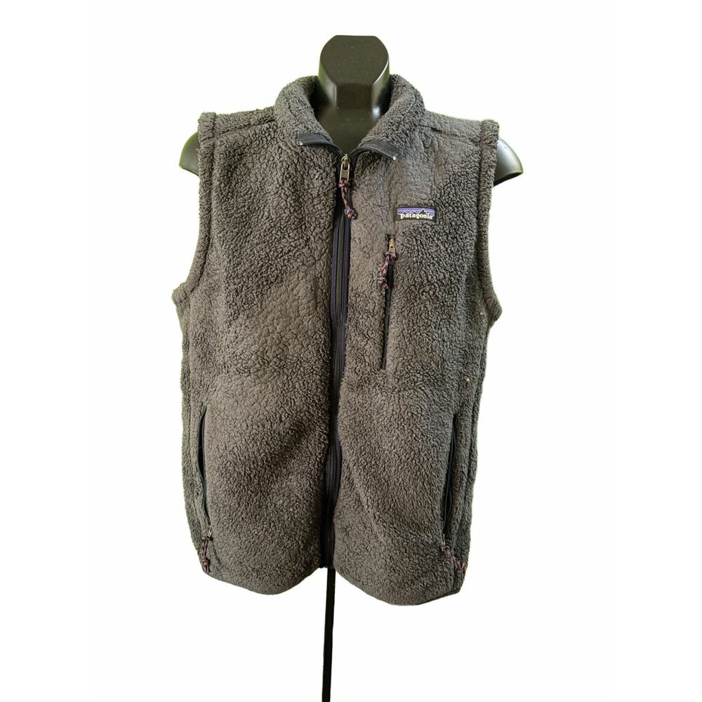 Patagonia Los Gatos Fleece Vest Mens Medium Gray Sherpa Full Zip Outdoor Hiking